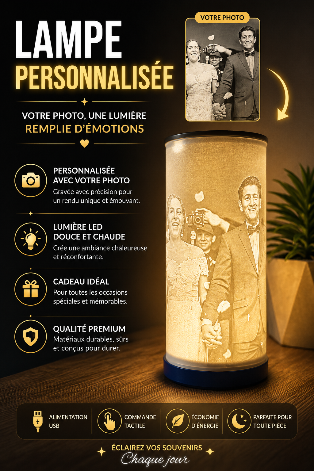 Lampe Lithophane Personnalisée – Illuminez Vos Plus Beaux Souvenirs✨