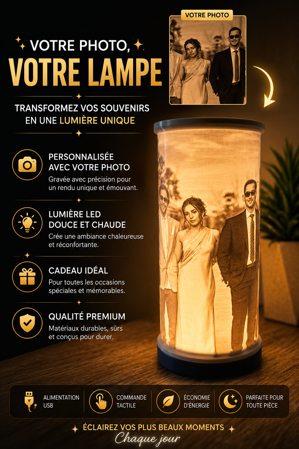 Lampe Lithophane Personnalisée – Illuminez Vos Plus Beaux Souvenirs✨