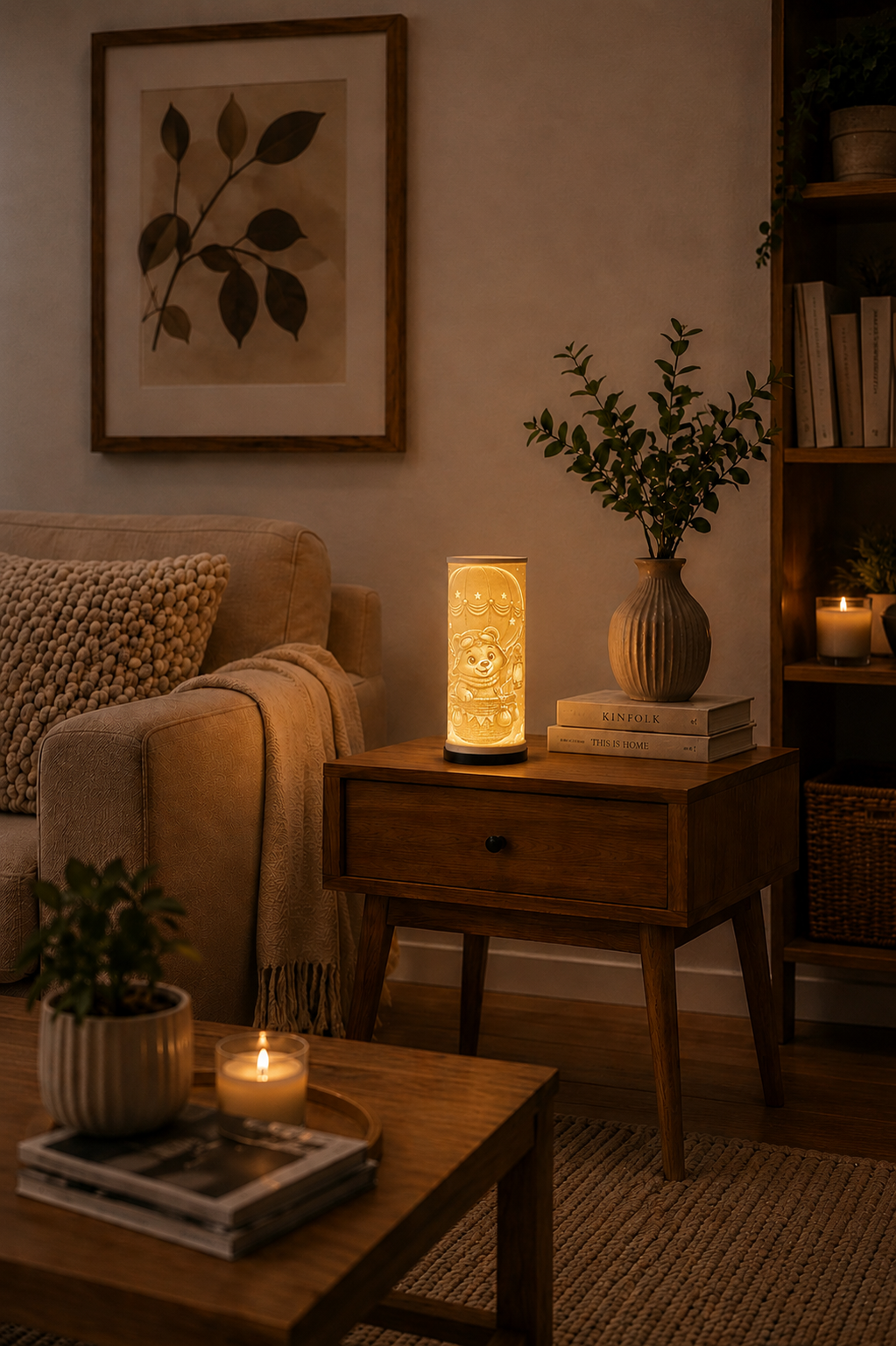 Lampe Lithophane - Ourson Aventurier en Montgolfière