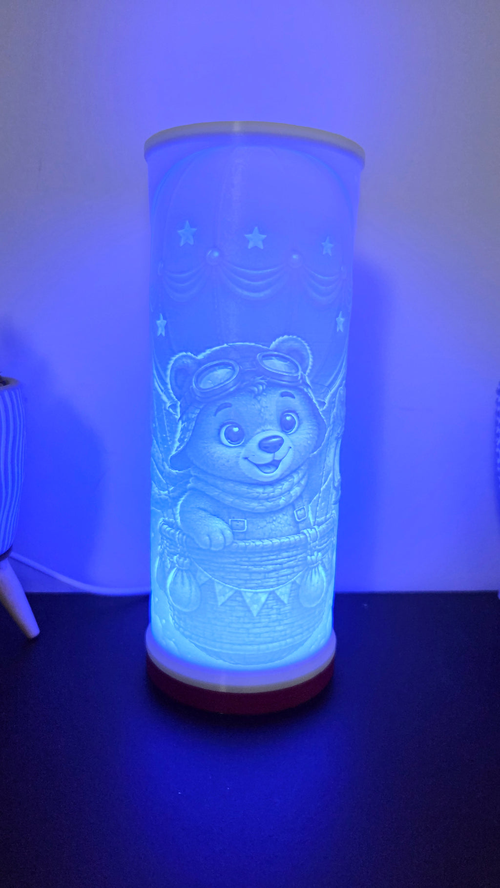 Lampe Lithophane - Ourson Aventurier en Montgolfière